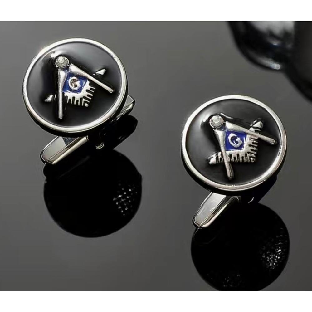 Masonic Enamel Silver Cufflinks